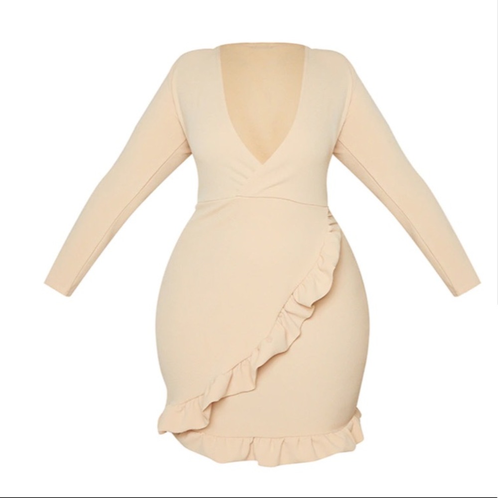 COPY - NEW Plus Dusty Nude Ruffle Detail Wrapped …